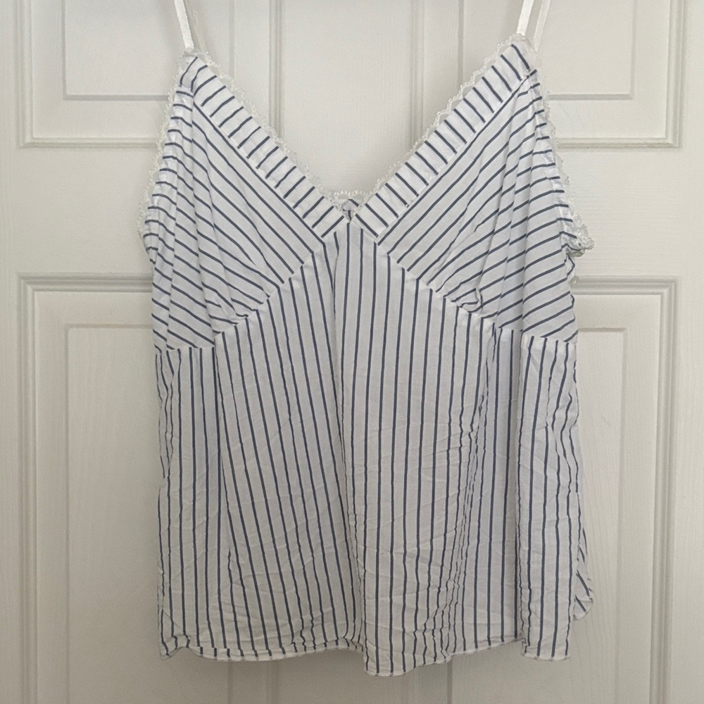 Striped White and Blue Women's Top